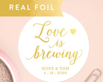 Love is Brewing Sticker, Tea Favor Tag, Tea Party Favors, Tea Wedding Favors, Bridal Shower Favors, Wedding Sticker, Baby is Brewing, C020