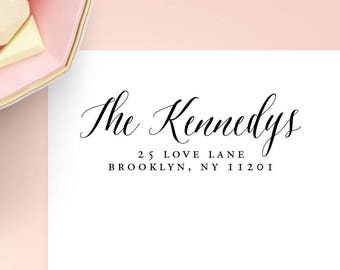 Calligraphy Return Address Labels, Personalized Wedding Address Stickers, Clear Address Labels for Save the Date Envelopes