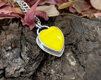 Rosarita Heart Pendant Necklace: Yellow Rosarita Heart Charm daily wear necklace.