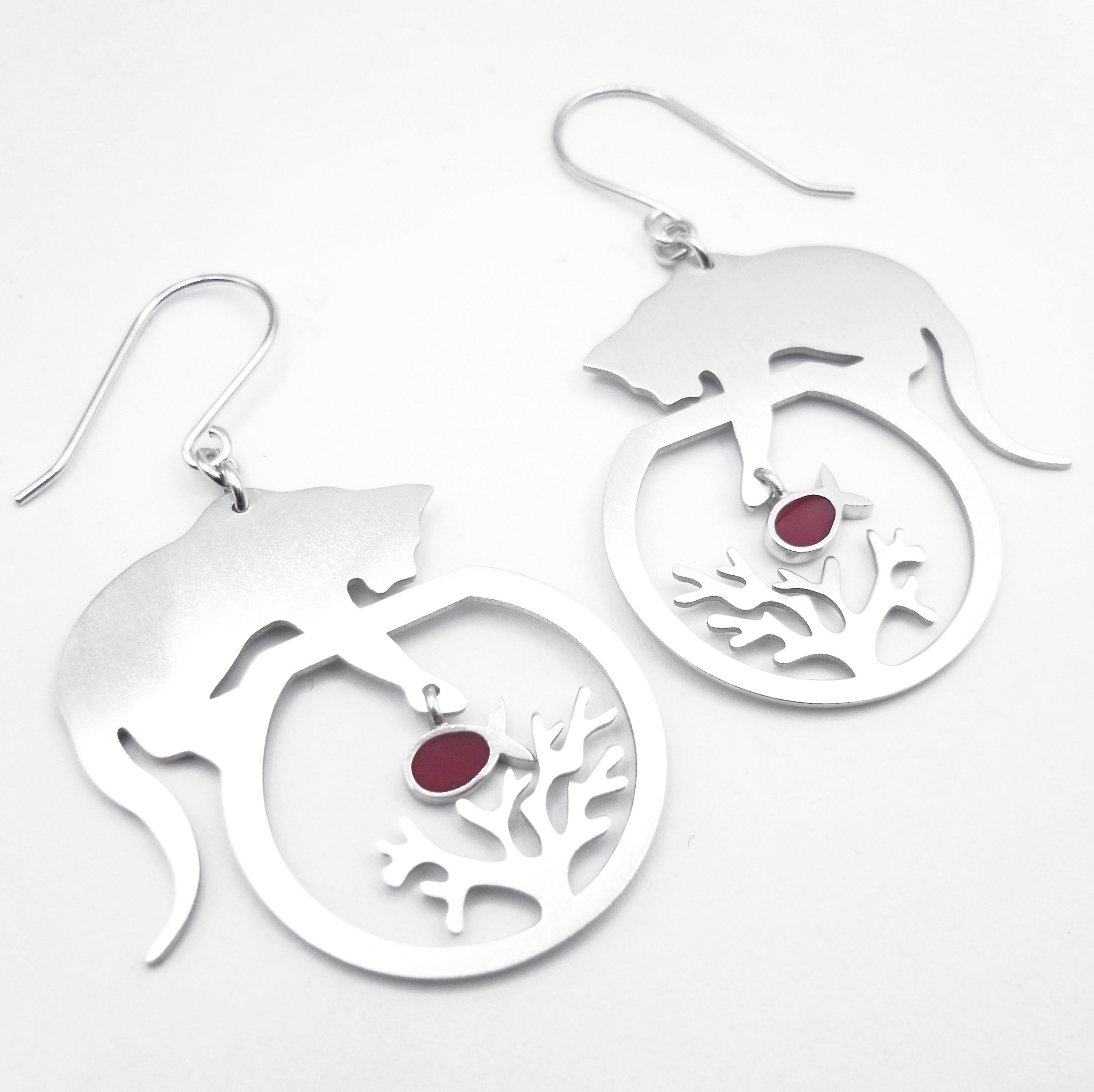 Boucles d'oreilles avec pendant anchois de Collioure