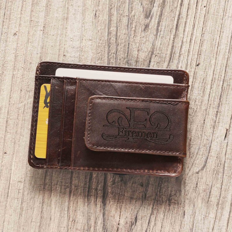 Personalized leather bi fold wallet slim wallet with money etsy Personalized leather bi fold wallet slim wallet with money etsy