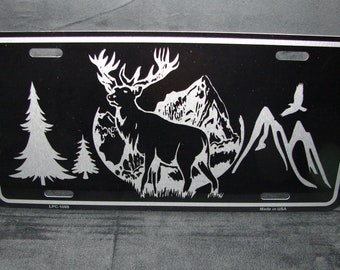 DEER BRUSHED ALUMINUM ART METAL NOVELTY LICENSE PLATE TAG