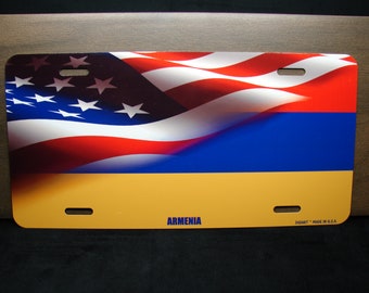 BRGiftShop Personalize Your Own Mixed USA and Greece Flag Car Vehicle 6x12 License Plate Auto Tag