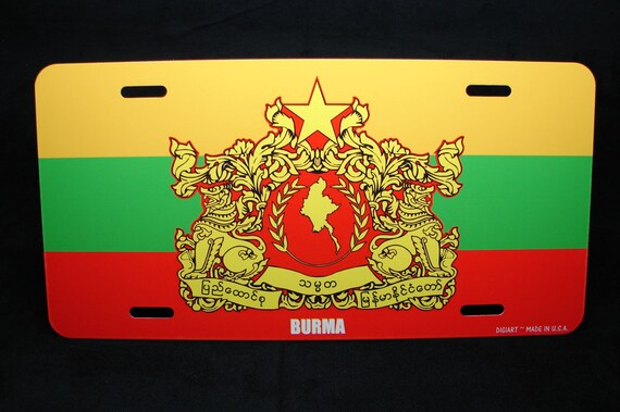 BURMA MYANMAR FLAG METAL NOVELTY LICENSE PLATE TAG FOR CARS
