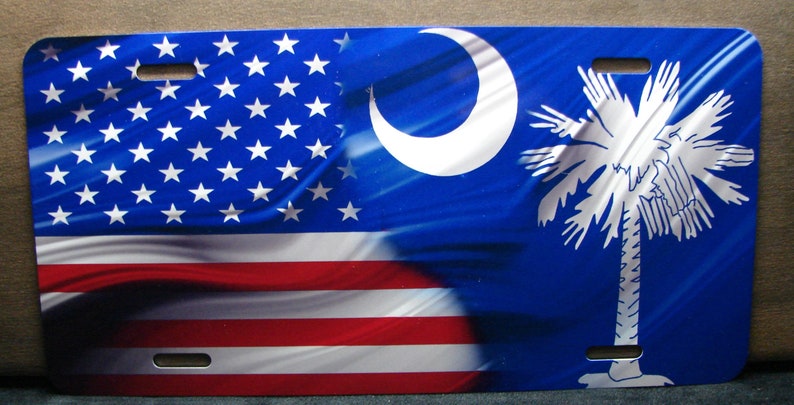 Waving SOUTH CAROLINA STATE Flag And American Flag Metal | Etsy
