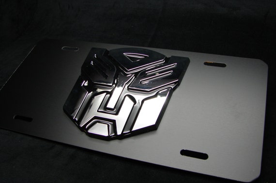 1 BRAND NEW 3D Transformers Logo VANITY BLACK STEEL LICENSE PLATE DECEPTICON 4