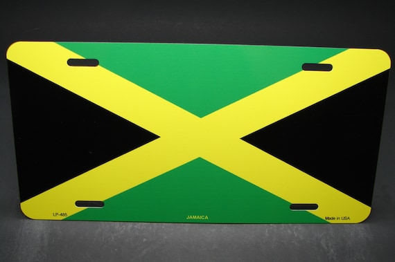 JAMAICAN AMERICAN FLAG NOVELTY LICENSE PLATE TAG FOR CARS JAMAICA FLAG