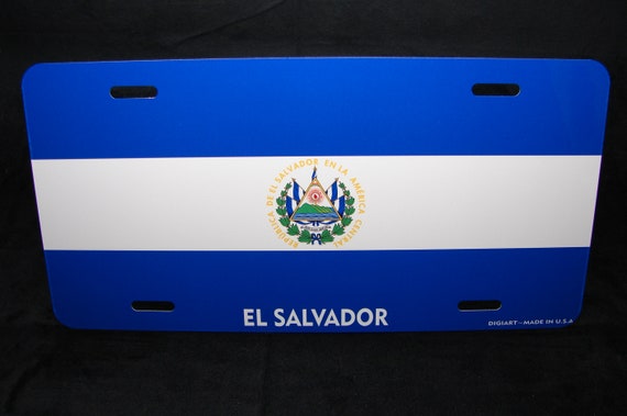 EL SALVADOR FLAG METAL NOVELTY LICENSE PLATE FOR CARS EL SALVADOR BANDERA