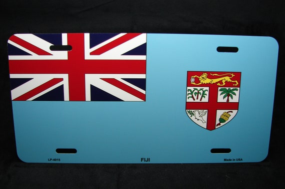 FIJI FLAG METAL NOVELTY LICENSE PLATE TAG FOR CARS