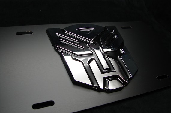 1 BRAND NEW 3D Transformers Logo VANITY BLACK STEEL LICENSE PLATE DECEPTICON 4