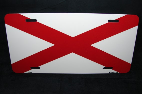 ALABAMA State Flag Custom License Plate State Emblem Version 2