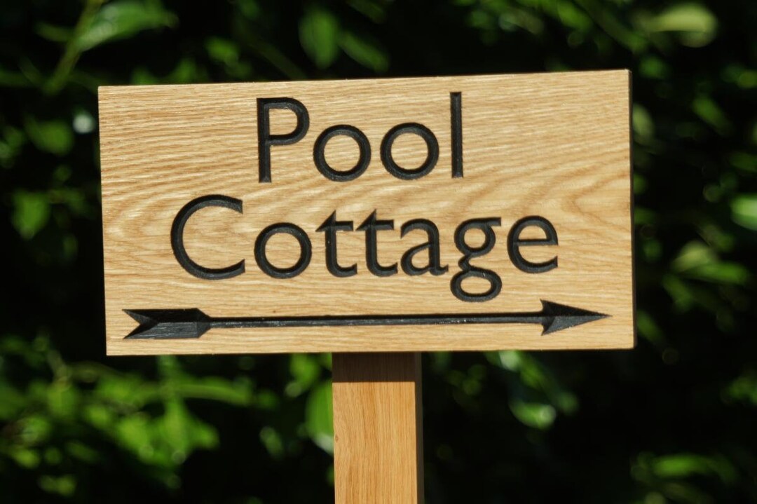Oak Sign Postscript Oak House Sign With Posts, Carved, Personalised Custom Engraved Wooden ...
