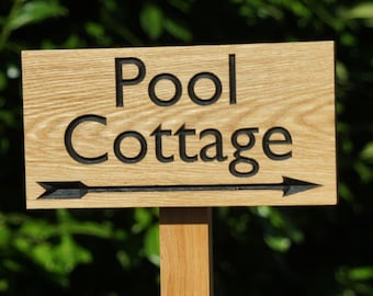 Engraved Oak Wood Sign: Rustic House Name Plaque (30x15cm)