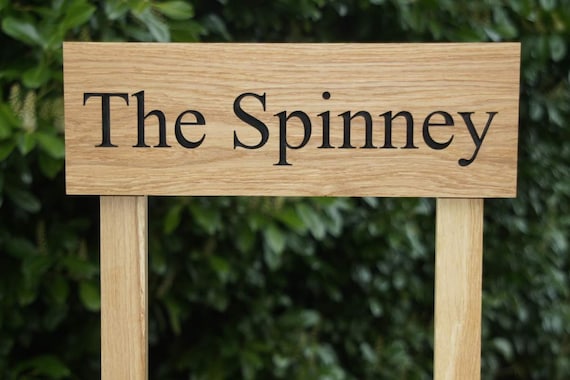 Carved Custom Engraved Outdoor Wooden Name Plaque Personalised Oak House Sign 