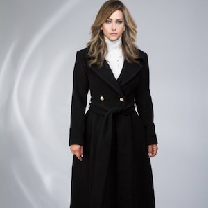 Black Long Wool Coat Womens, Women&#39;s Maxi Coat, Long Wool Coat, Long Winter Coat, Black Wool Coat, Women Winter Coat, Plus Size Clothing