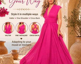 Pink Multiway Infinity Dress ~ Boho Maxi Dress for Summer ~ Wedding Guest Dress | 10 colors available