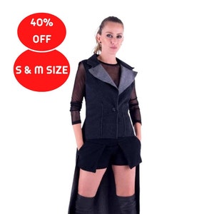 40% SALE, S & M Size Cashmere Coat, Wool Vest, Winter Coat, Plus Size Clothing, Sleeveless Coat, Women Overcoat,Asymmetrical Coat