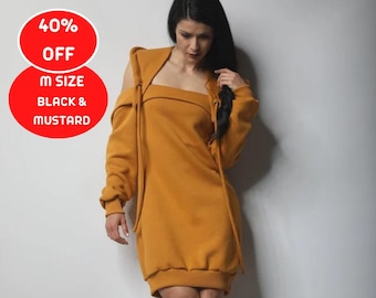 40% Crazy Sale, Dress in Size M, Black Friday Sale, Mustard Winter Dress, Hoodie Tunic, Fleece Sweatshirt, Dress Tunic, Boat Dress, Lounge