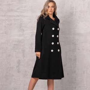 Cashmere Winter Coat, Black Double Breasted Coat, Warm Winter Maxi Coat, Plus Size Clothing, Women Wool Coat, Fall And Winter, Gothic Coat