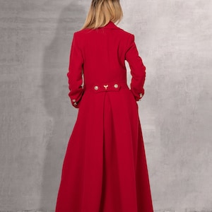 Red Wool Cashmere Coat, Victorian Coat, Womens Clothing, Long Coats, Plus Size Clothing, Floor Length Coat, Winter Overcoat, Custom Made