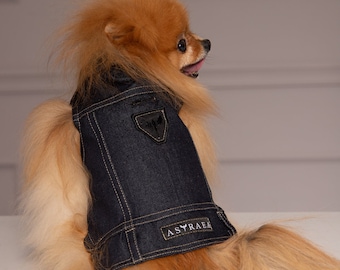 Puppy/Small Dog Shirt Jacket - Dog Outfit, Denim Jacket for Dog, Pet Apparel, Chihuahua Clothes, Denim Dog Vest, Dog Costume, Matching Dog