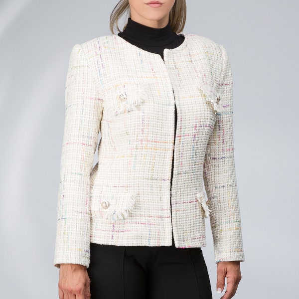 Kurzer Vintage Mantel für Damen,Tweed Mantel,Bouclé Jacke für Damen,Herbstmantel,Kurzer Wintermantel,Damen Mantel,Eleganter Mantel,Herbstmantel,Frühlingsbekleidung