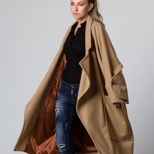 Oversized Wool Coat, Beige Cashmere Coat, Plus Size Coat, Loose Coat, Custom Made, Personalized Clothing, Womens Clothing, Winter Overcoat