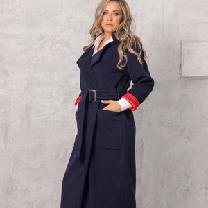 NEW ARRIVAL Dark Blue Winter Coat, Oversized Coat, Belted Coat, Cashmere Coat, Long Wool Coat, Blue Warm Coat, Maxi Coat Women, Loose Coat