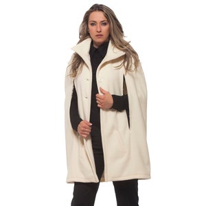 Cape Coat, Fall Style, Women Coat, Cashmere Poncho Coat, Plus Size Clothing, Wool Cape Coat in Ivory Color, Winter Poncho Coat, Elegant