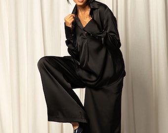 Two Piece Set of Blouse and Pants, Womens Clothing Set, Palazzo Pants, Oversize Shirt, Avant Garde Clothing, Plus Size Clothing,Extravagant