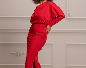 Cocktailkleid, rotes Abendkleid, elegantes Kleid, Abschlusskleid, Damenbekleidung, Abendkleid, Kleid für Hochzeitsgäste, hochwertige Damenmode