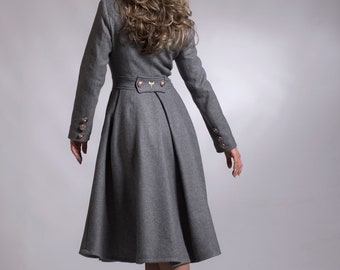 Princess Coat, Swing Coat, Custom Wool Coat, Personalized Label, Cashmere Coat, Double Breasted Coat, Womens Clothing, Wool Overcoat
