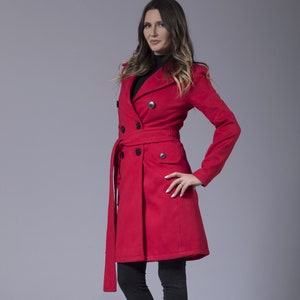 Knee Length Elegant Coat, Warm Cashmere Wool Coat, Winter Fashion Coat, Designer Coat, Knee Length Coat with Pockets,Trendy Coat,Autumn Coat image 1