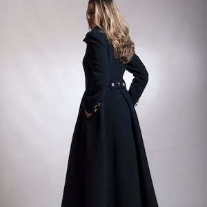 Long Wool Coat for Women - US PREPAID TARIFFS - Dark Blue Victorian Coat, Maxi Cashmere Coat, Womens Clothing, Princess Coat, Plus Size