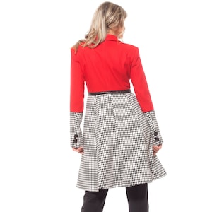 2-Colored Coat, Houndstooth Coat, Avantgarde Coat, Plus Size Coat, Winter Wool Coat, Waisted Coat, Warm Coat,Evening Coat,Custom Wool Coat