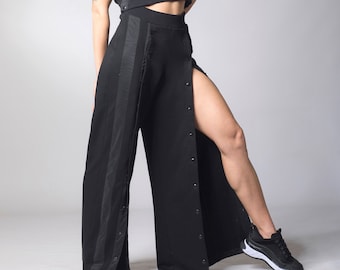 Extravagant Skirt Pants, Front Opening Pants, Wide Leg Pants, Gothic Clothing, Black Pants Women, Palazzo Pants, Summer Pants, Avantgarde