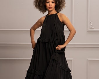 Black Kaftan Dress, Wedding Guest Dress,Formal Dress, Womens Clothing, Evening Party Dress, Cocktail Dress, Mother Of The Bride, Spring
