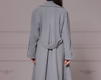 【専用】big silhouette wool coat Loose Winter Trench Coat With Trapeze Silhouette, Chunky
