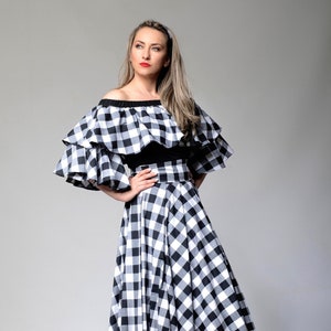 Black and white buffalo check dress deals