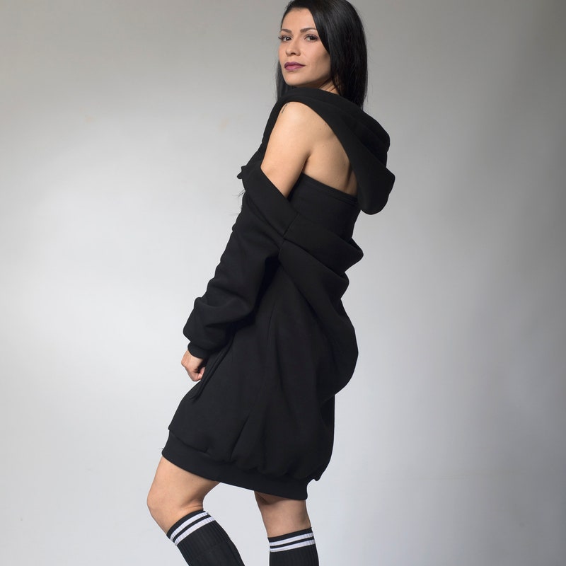 Hooded Drawstring Open-Back Sleeveless Sweaters