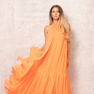 Plus Size Orange Formal Dress Etsy Canada