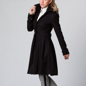 Winter Wool Coat, Hooded Coat, Cashmere Coat, Black Coat, Gothic Clothing, Plus Size Coat, Overcoat Winter, Long Coat, Cashmere Winter Coat