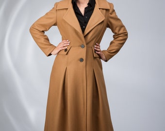 Wool Women Fashion, Mid Century Modern, Dark Academia Coat, Winter Style Coat, Custom Made Coat, Vintage Style Coat, Womens Clothing
