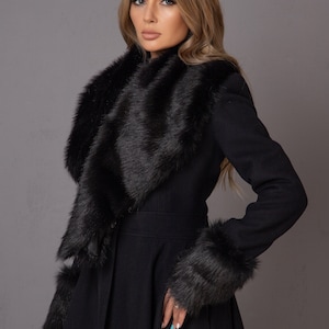 Custom Faux Fur Collar & Cuffs for Your Astraea Coat, Custom Coat Accessories, Custom Womens Clothing, Large Faux Fur Fluffy Collar, Eco Fur