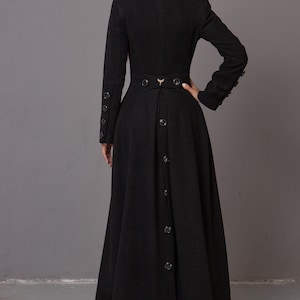 Black Princess Coat, Gothic Wool Coat, Victorian Coat, Buttons Coat, Floor Length Coat, Maxi Long Coat, Custom Womens Clothing, Personalized