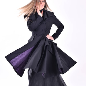 Women Overcoat, Black Coat, Asymmetric Coat, Gothic Clothing, Elegant Black Coat, Plus Size Coat, Button Coat, Fall Clothing, Victorian Coat
