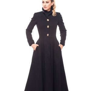 Victorian Coat, Floor Length Coat, Princess Coat, Black Medieval Coat, Wool Gothic Coat, Womens Clothing, Custom Made,Cashmere,Astreafashion