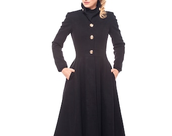 Victorian Coat, Long Coat Women, Winter Wool Coat, Cashmere Coat, Maxi Coat, Princess Coat, Floor Length Coat, Black Gothic Coat, Plus Size