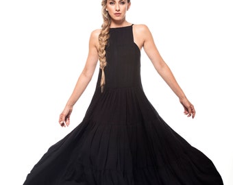 Black Maxi Dress, Evening Dress, Spring Style, Long Black Dress, Womens Clothing, Plus Size Clothing, Princess Dress, Floor Length Dress