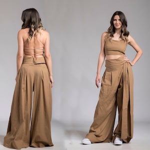 Wide Leg Pants, Loose Linen Pants, Fall Style, Womens Clothing, High Waisted Pants, Linen Clothing, Linen Baggy Pants, Yoga Pants